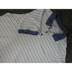 Duluth Pocket Polo Shirt Mens XL White Blue No Polo Relax Fit Striped Pique Knit